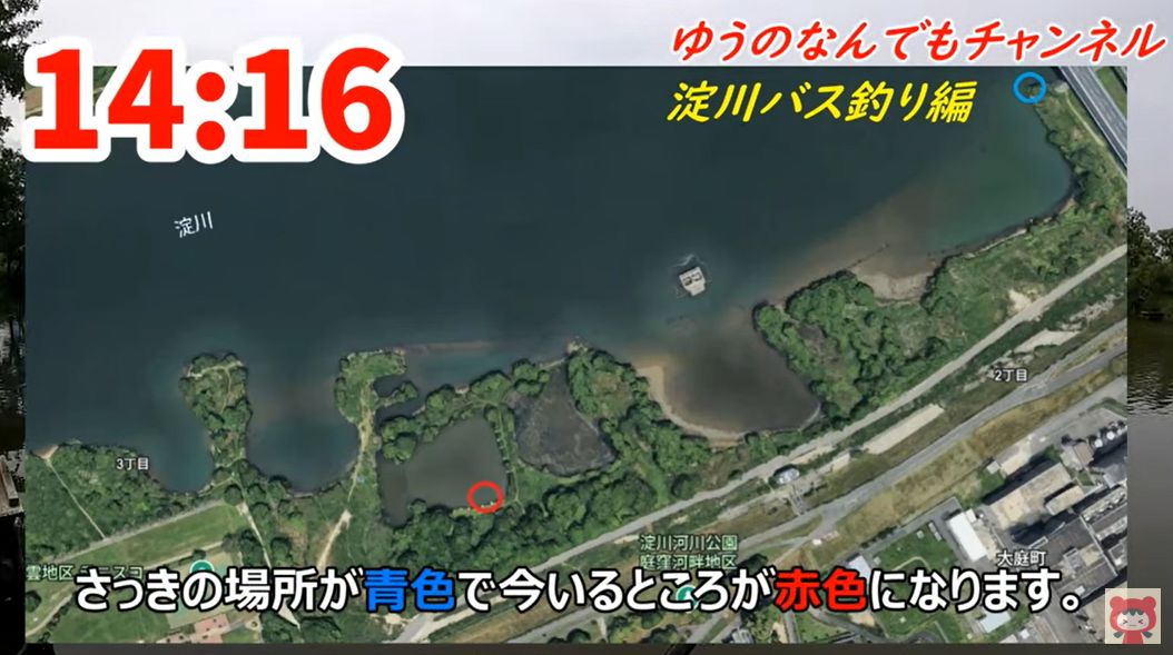 淀川八雲ワンドの航空地図