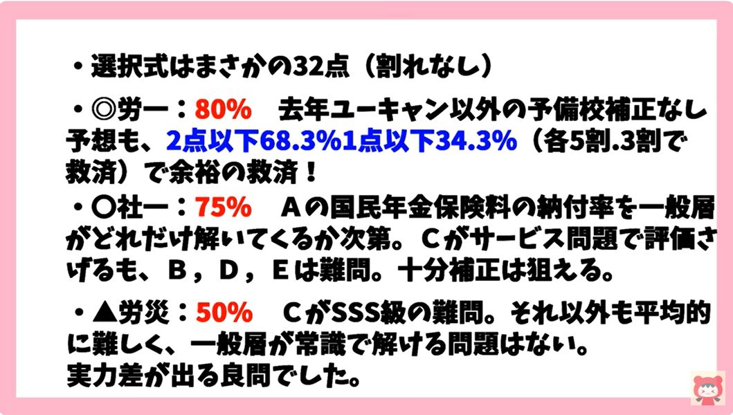 令和7年社労士試験選択式の救済予想のまとめです。
